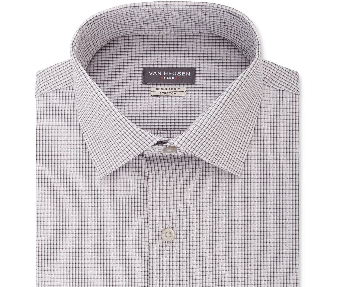 Van Heusen Men's Classic/Regular Fit Flex Collar Stretch Check Dress Shirt Purple Size 14.5X32-33
