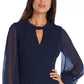 Nightway Women's Long-Sleeve Keyhole Gown Navy Size 10