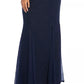 Nightway Women's Long-Sleeve Keyhole Gown Navy Size 10