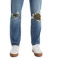 Levi's Men's 502 Tapered Fit Ripped With Camo Print Repair Jeans Medium Blue Size 30X30