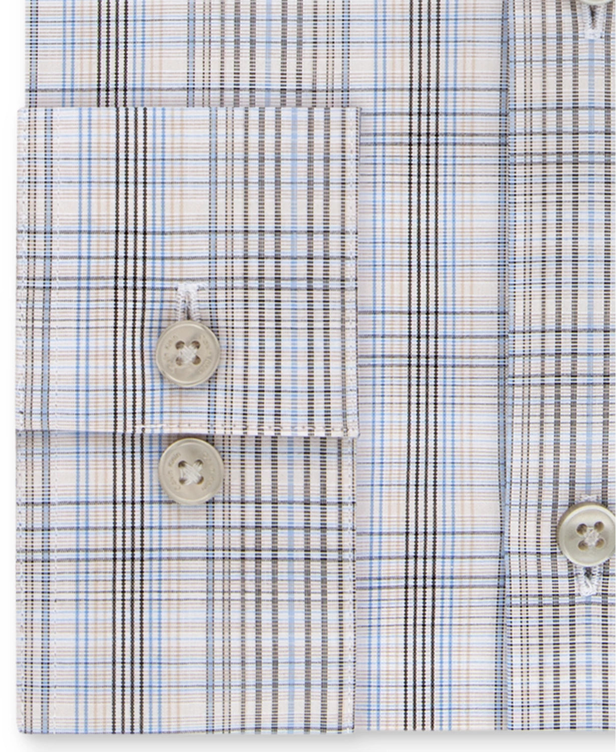 Calvin Klein Men's Slim-Fit Stretch Performance Plaid Dress Shirt Beige Size 34-35