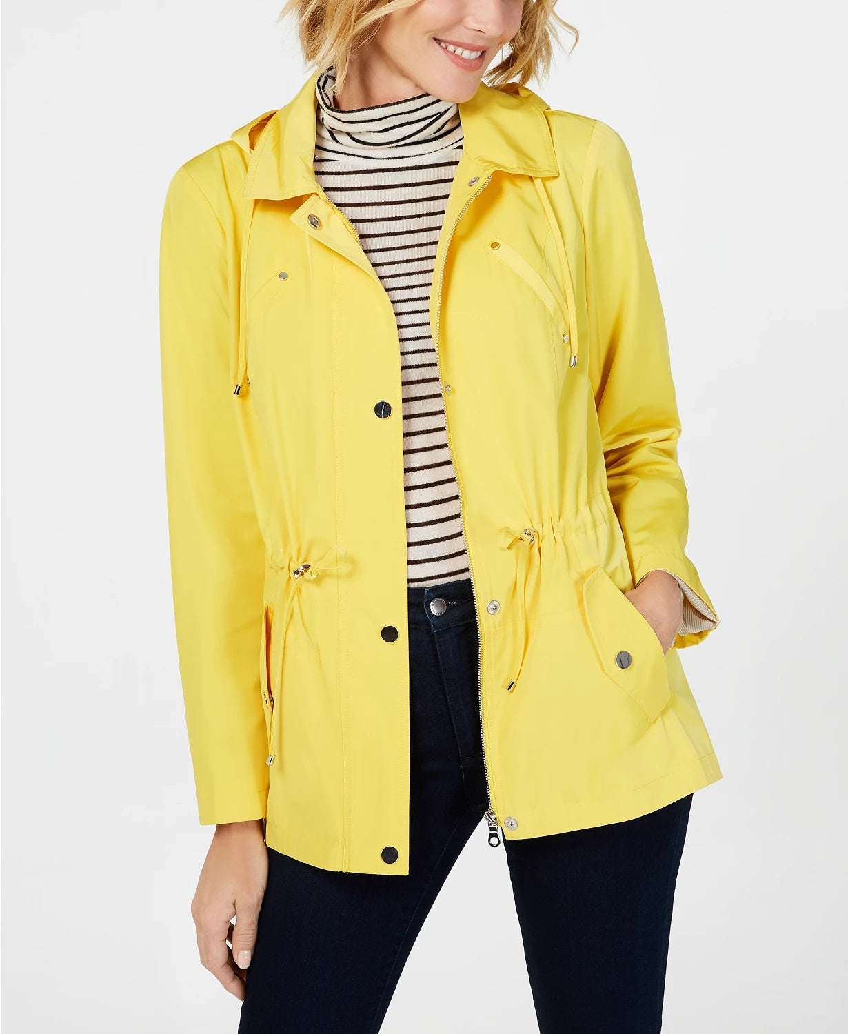 Charter Club Women's Petite Anorak Rain Jacket Gold Size Petite
