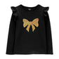 Carter's Big & Little Girls Flip-Sequin Bow Shirt Black Size 5