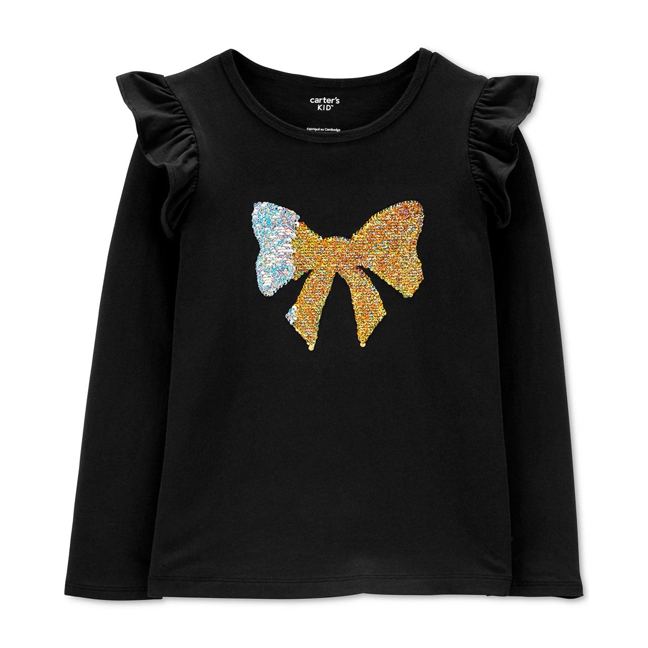 Carter's Big & Little Girls Flip-Sequin Bow Shirt Black Size 5