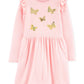Carter's Little & Big Girls Sequin Butterflies Jersey Dress Pink Size 7