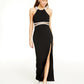 Sequin Hearts Juniors' Illusion-Waist Halter Gown Black Size 11