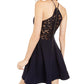 Sequin Hearts Junior's Sequined Lace Back Scuba Dress Navy Size 1