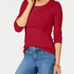Charter Club Women's Pima Cotton Long-Sleeve Top Red Size Small