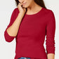 Charter Club Women's Pima Cotton Long-Sleeve Top Red Size Small
