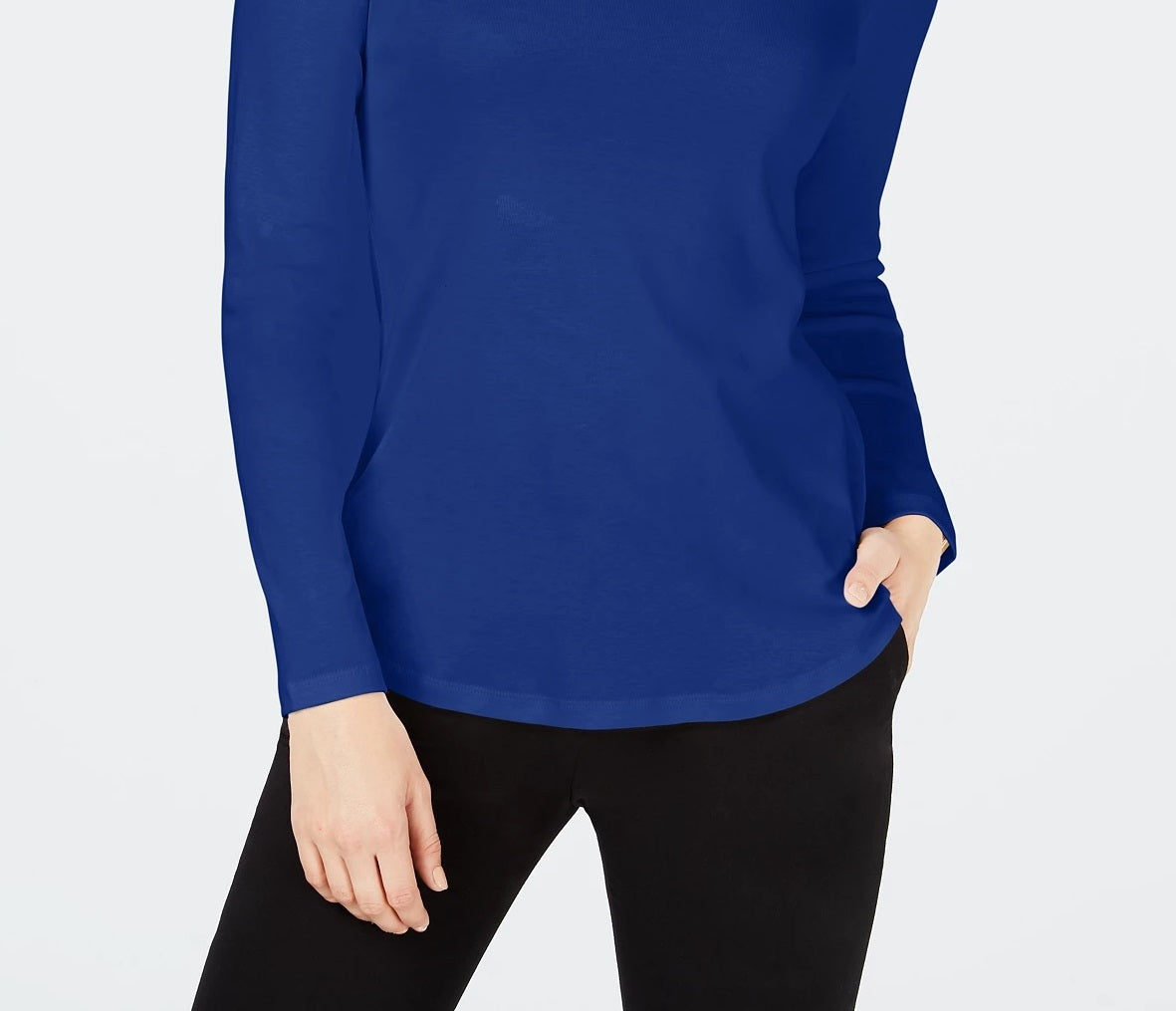 Charter Club Women's Cotton Mock-Neck Top Blue Size Medium