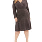 R & M Richards Women's Plus Size Glitter-Knit A-Line Dress Charcoal Size 14