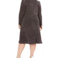 R & M Richards Women's Plus Size Glitter-Knit A-Line Dress Charcoal Size 14