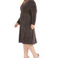 R & M Richards Women's Plus Size Glitter-Knit A-Line Dress Charcoal Size 14