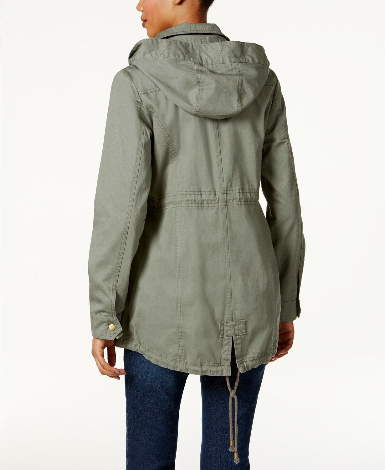 Style & Co Women's Cotton Hooded Utility Jacket Co Sage Size Medium