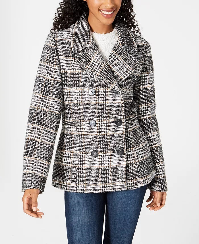 Maralyn & Me Juniors' Double-Breasted Peacoat Black Size Medium
