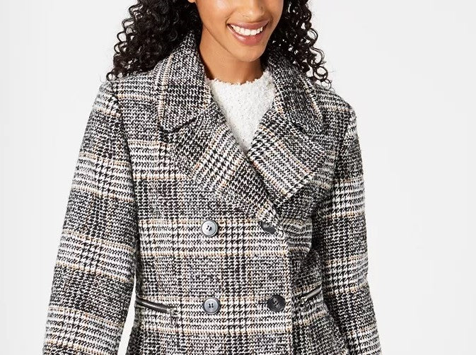 Maralyn & Me Juniors' Double-Breasted Peacoat Black Size Medium
