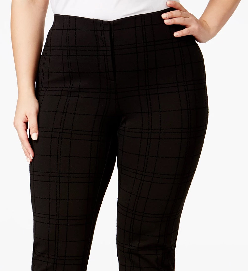 Alfani Women's Plus Hollywood Printed Skinny Pants Black Size 28W