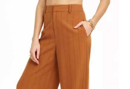 Danielle Bernstein Women's Pinstripe Trouser Pants Dark Orange Size 12