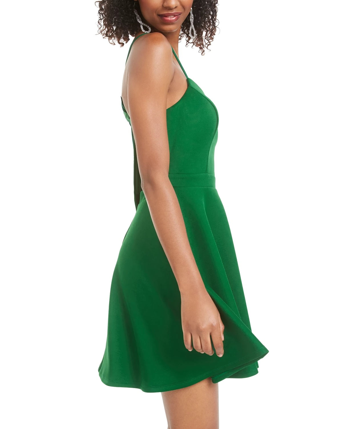 City Studios Juniors' Bow-Back Fit & Flare Dress Green Size 3