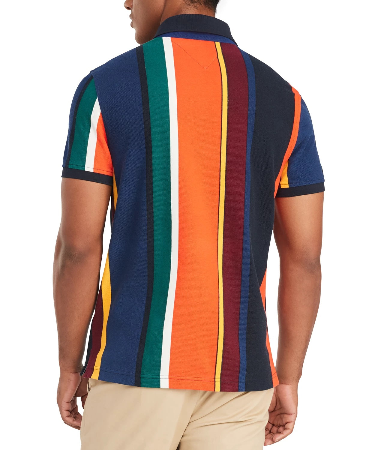 Tommy Hilfiger Men's Stripe Polo Shirt Gray Size Large