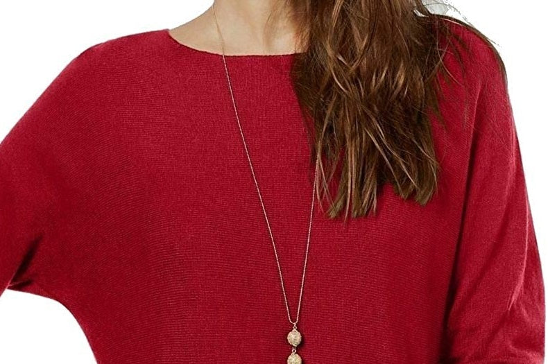 INC International Concepts Women's Shirttail Sweater Red