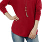 INC International Concepts Women's Shirttail Sweater Red
