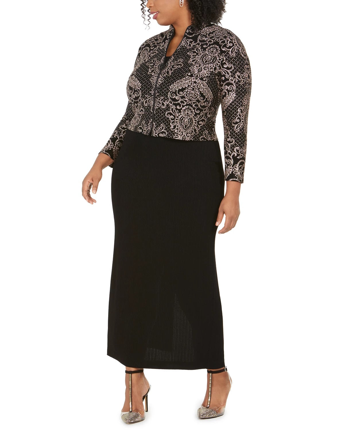 Alex Evenings Women's Plus Size Column Gown & Jacket Brown Size 20