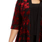 Alex Evenings Women's Embellished Floral Sleeveless Scoop Neck Evening Jacket Red Size 1X