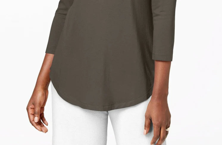 JM Women's Collection Scoop-Neck Top Brown Size Large