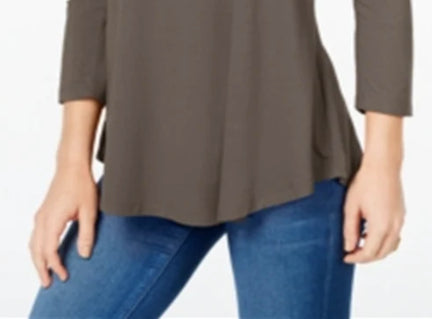 JM Women's Collection Scoop-Neck Top Brown Size Small