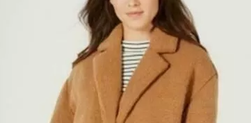 Collection B Juniors' Faux-Faux Coat Brown Size Large