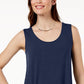 JM Women's Collection Scoop Neck Tank Top Blue Size Small