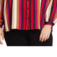 Vince Camuto Women's Mayfair Stripe Ruffle Neck Satin Blouse Red Size 3X