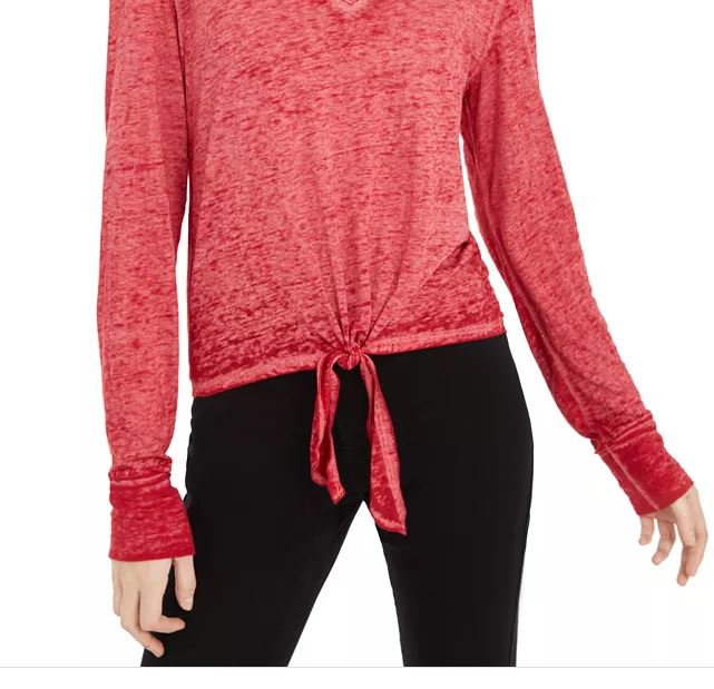 American Rag Junior's Textured Tie Waist Top Red Size Small
