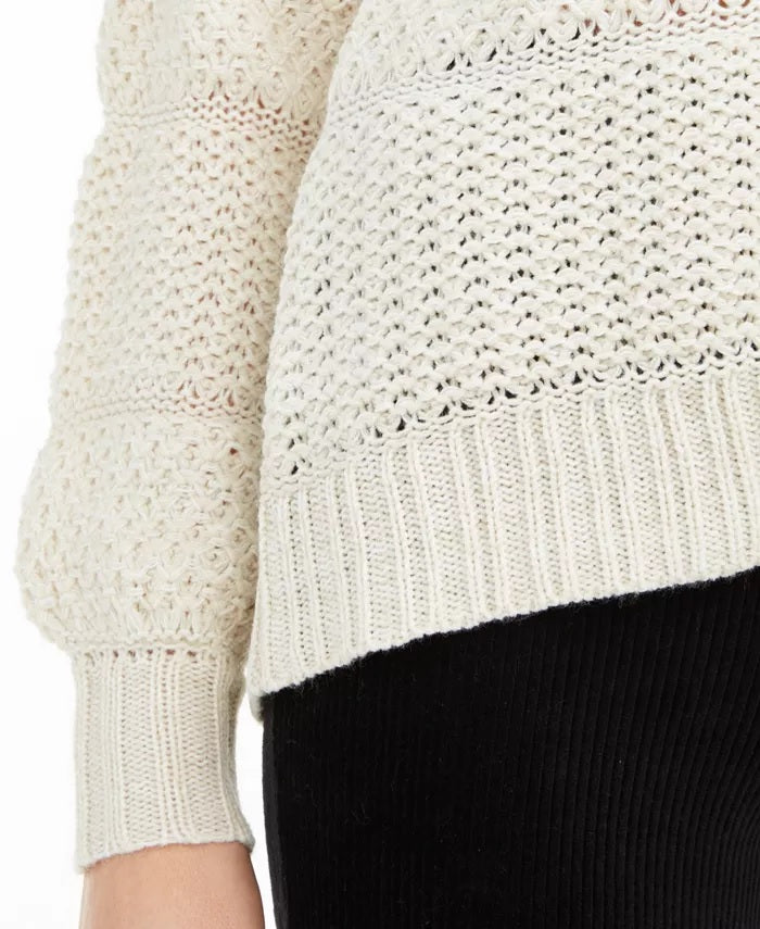 American Rag Juniors'' Mixed-Knit Pullover Hoodie White Size Medium