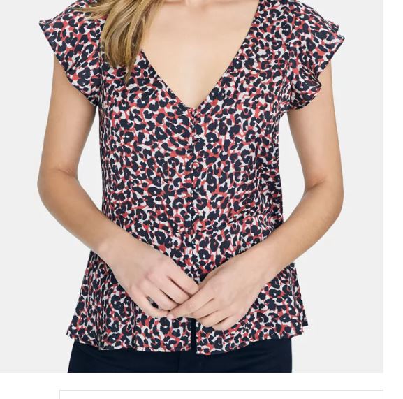 Sanctuary Women's Over The Moon Peplum Flutter Sleeve Blouse Red Black Size X-Large