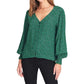 Sanctuary Women's Noelle Smocked Cuff Blouse Green Size Medium