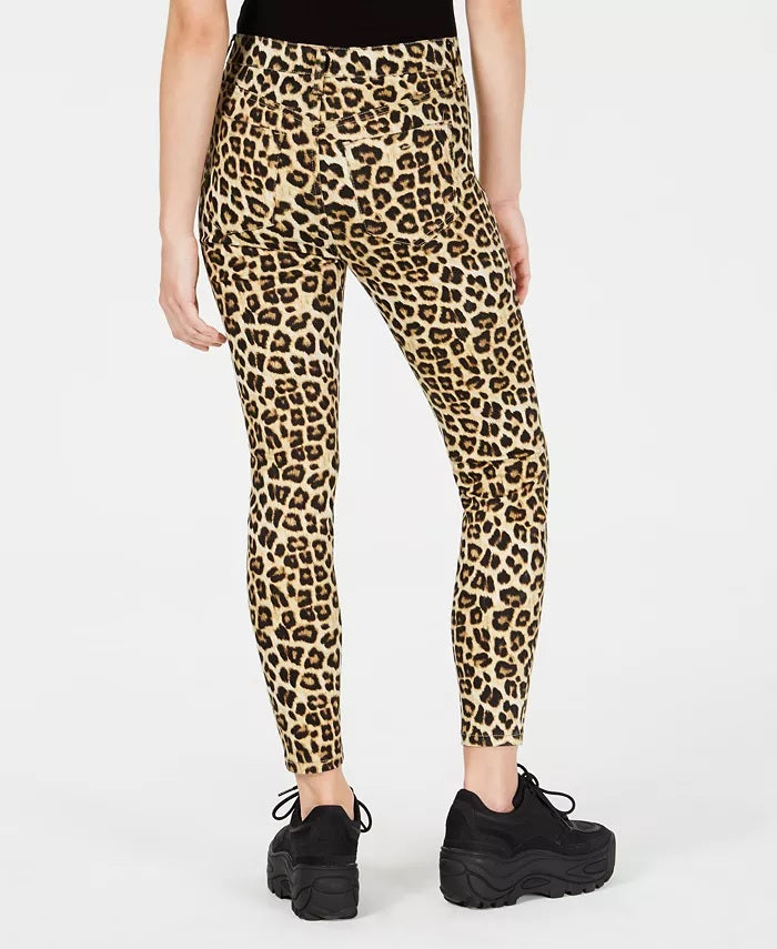 Celebrity Pink Junior's Cheetah Print Skinny Ankle Jeans Brown Size 15
