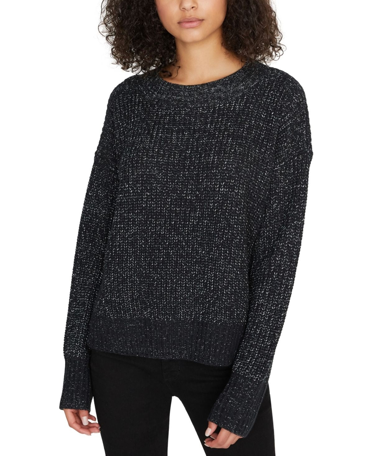 Sanctuary Women's Shine On Metallic Marled Sweater  Black Size Medium