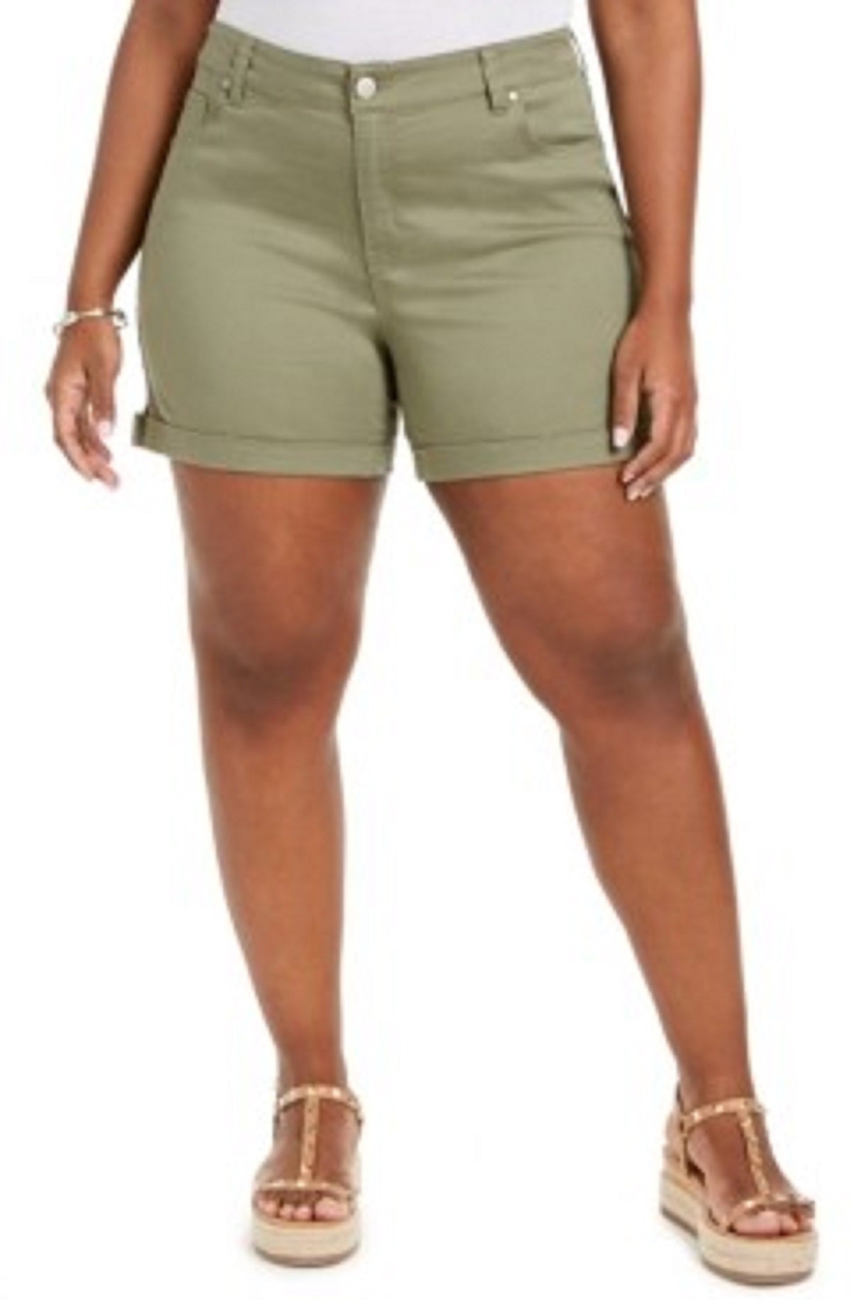 Celebrity Pink Women's Trendy Plus Size Cuffed Shorts Bright Green Size Small Petite