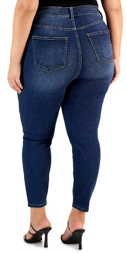 Celebrity Pink Women's Plus Size High-Rise Cropped Skinny Ankle Jeans Blue Size 22W