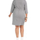 Betsey Johnson Women's Trendy Plus Size Ruffled Houndstooth Sheath Dress Gray Size 16W