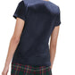 Tommy Hilfiger Women's Velvet Short-Sleeve Top Dark Blue Size Extra Small
