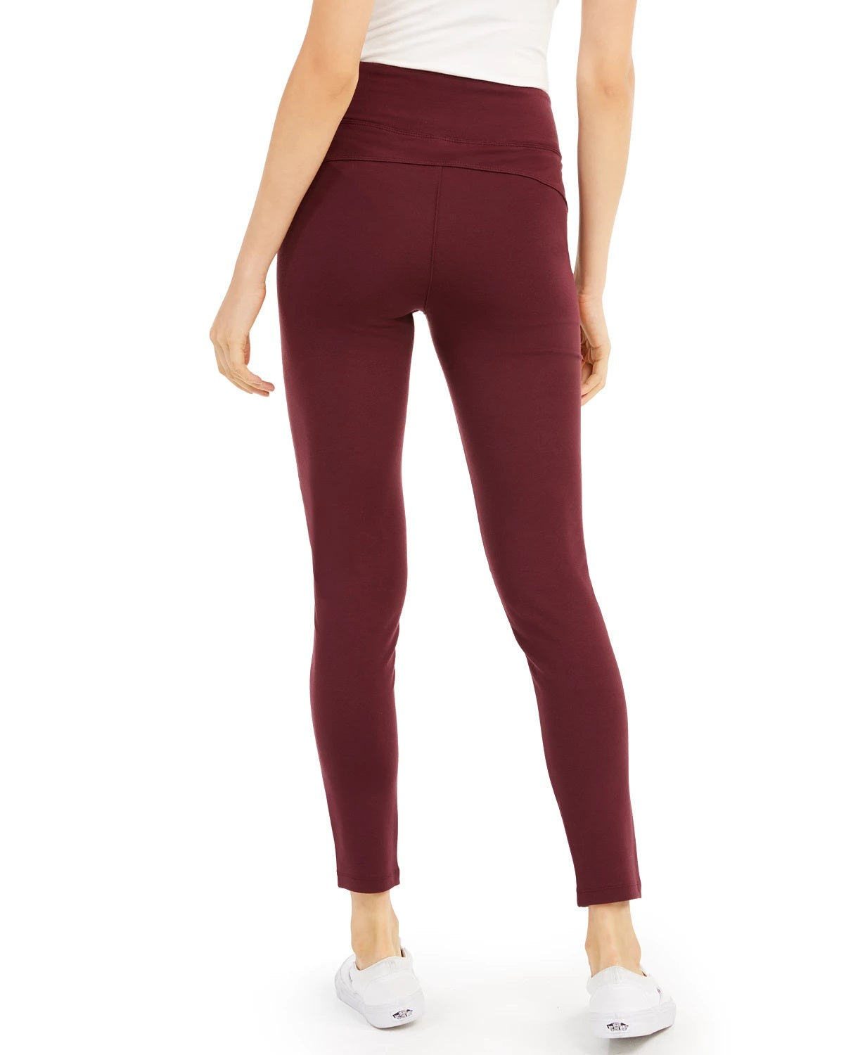 Rewash Junior's Faux Suede Front Ponte Knit Leggings Dark Red Size Small