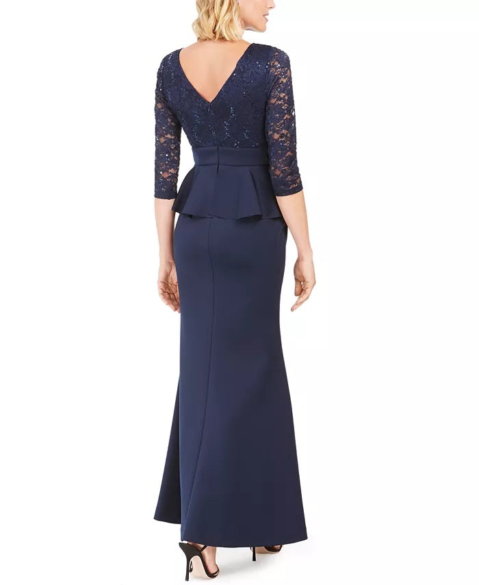 Jessica Howard Women's Peplum Gown Navy Size 6