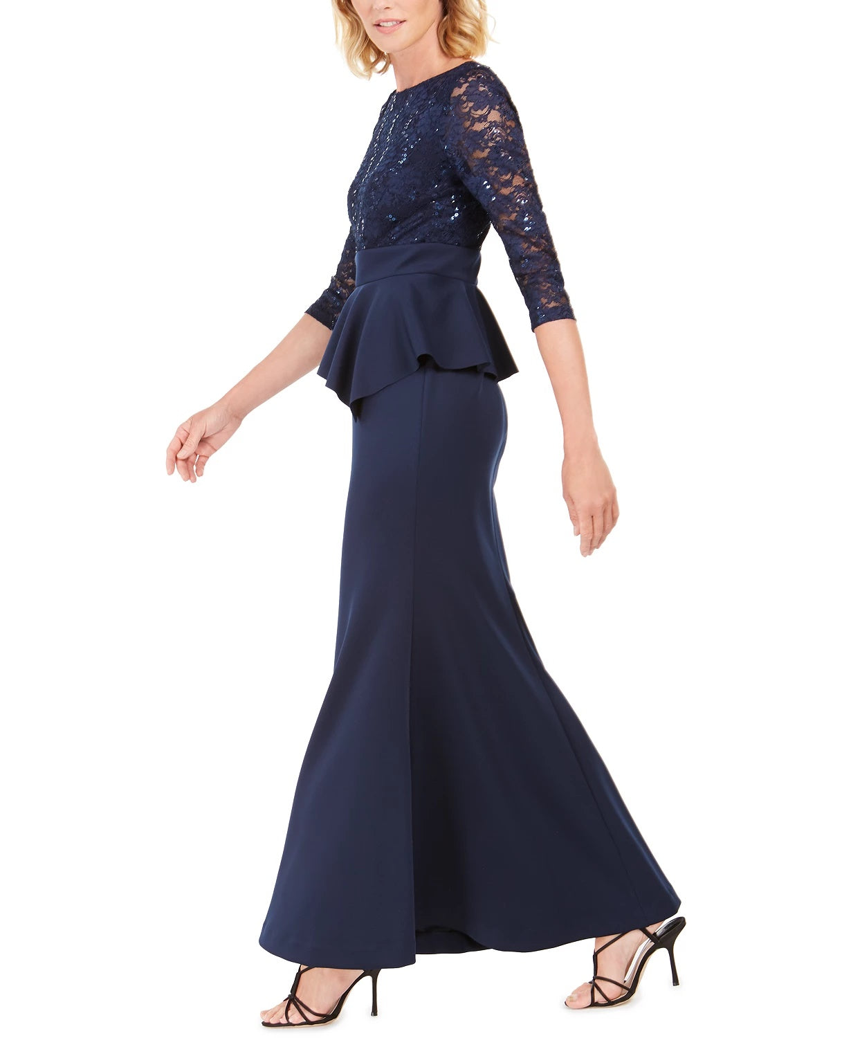 Jessica Howard Women's Peplum Gown Navy Size 6