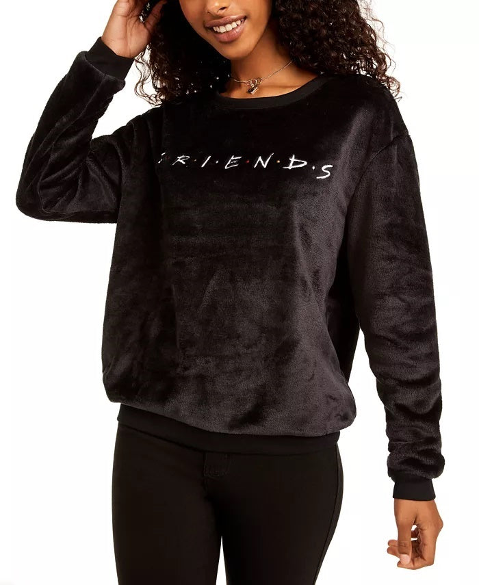 Love Tribe Junior's Friends Plush Sweatshirt Black Size Medium