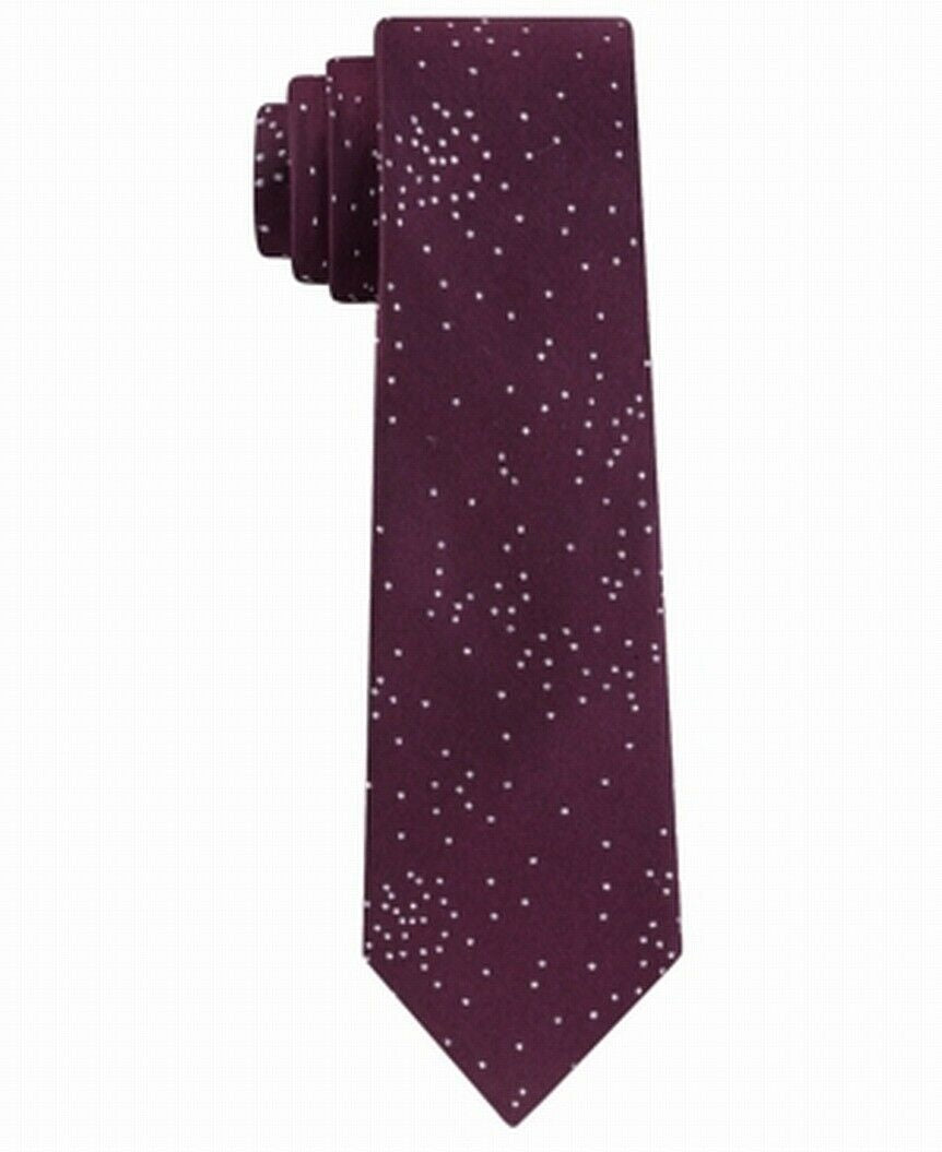 Calvin Klein Men's Speckled Dots Tie Dark Red Size Regular