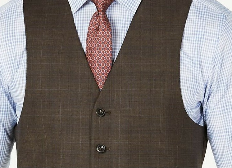 Michael Kors Men's Classic-Fit Airsoft Stretch Suit Vest Brown Size Large