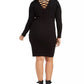 Planet Gold Women's Trendy Plus Size Lace-Up-Back Bodycon Dress Black Size 2 Extra Large